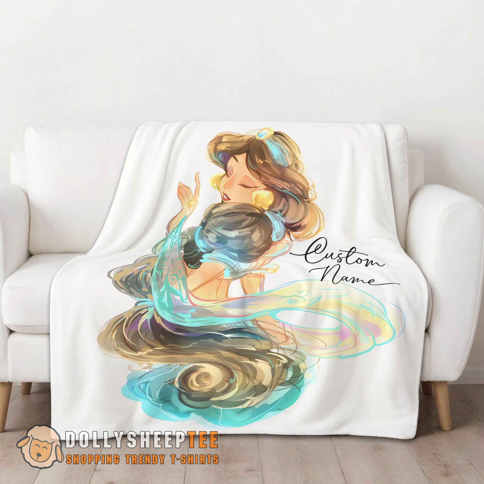 Premium Cute Perfect Disney Cartoon Jasmine Princess Blanket Fleece Customized Blanket