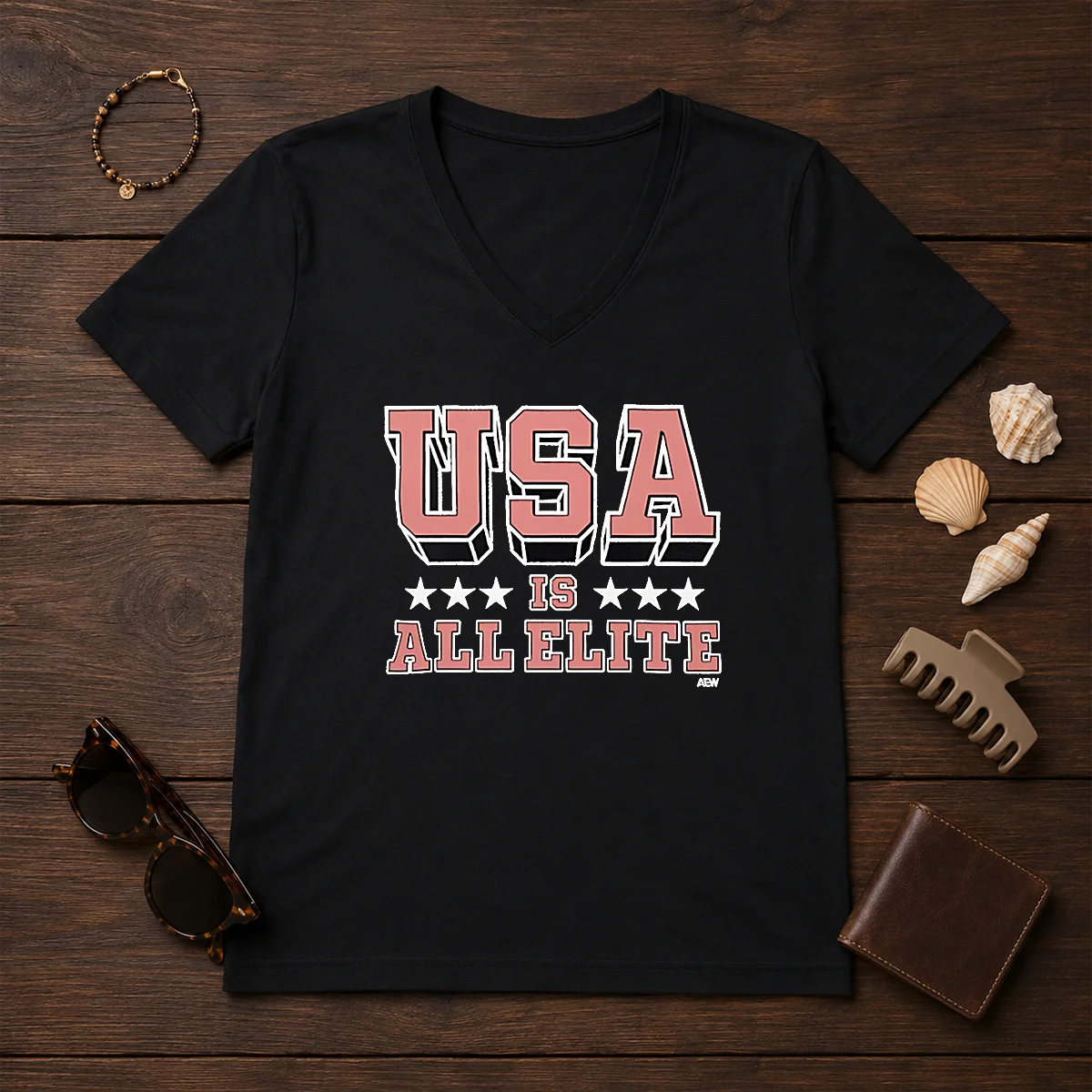 Top USA Is All Elite AEW Wrestling Promotional Logo Shirt - Image 2