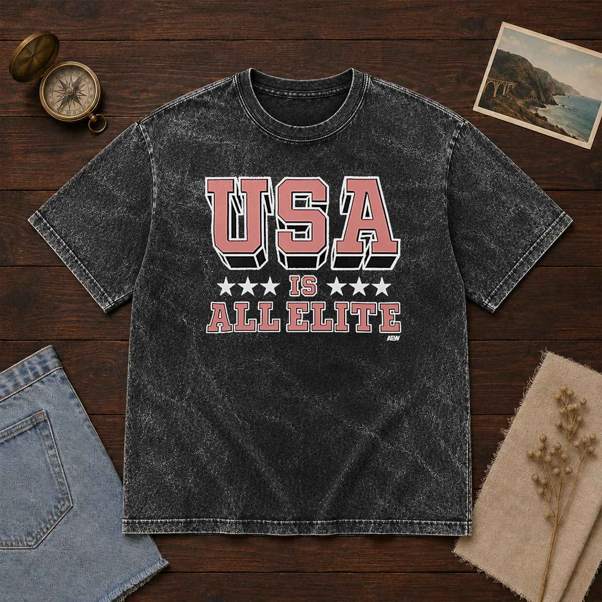 Top USA Is All Elite AEW Wrestling Promotional Logo Shirt - Image 8