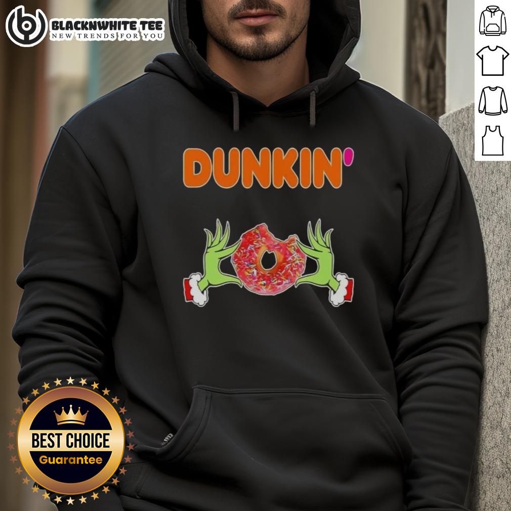 Happy Grinch Hands Love Dunkin Donut Merry Christmas T-Shirt - Image 2