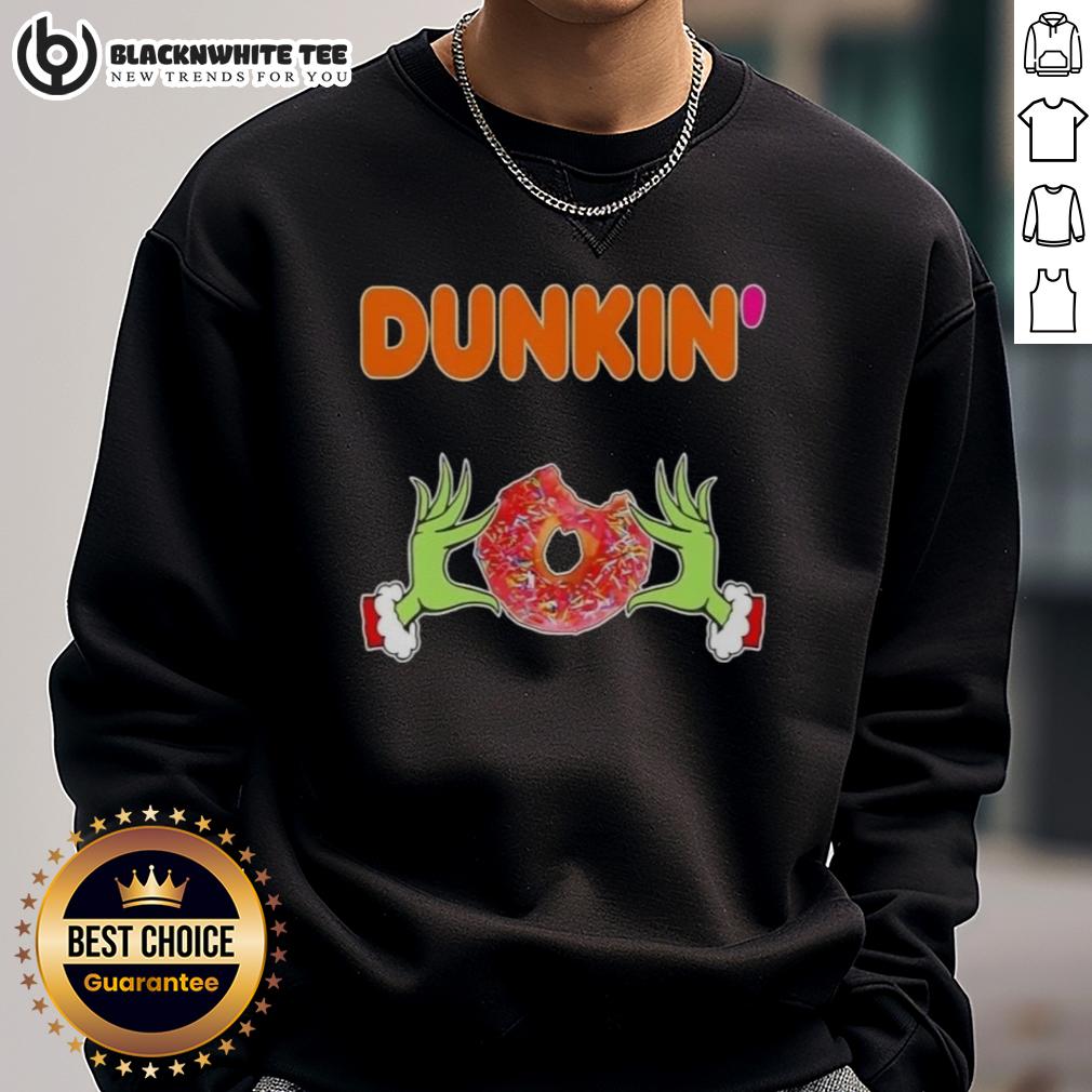 Happy Grinch Hands Love Dunkin Donut Merry Christmas T-Shirt - Image 5