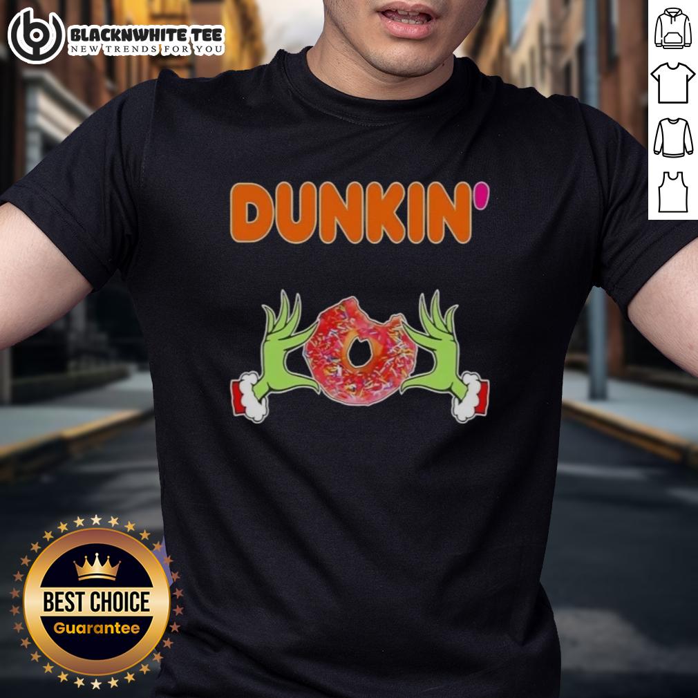Happy Grinch Hands Love Dunkin Donut Merry Christmas T-Shirt