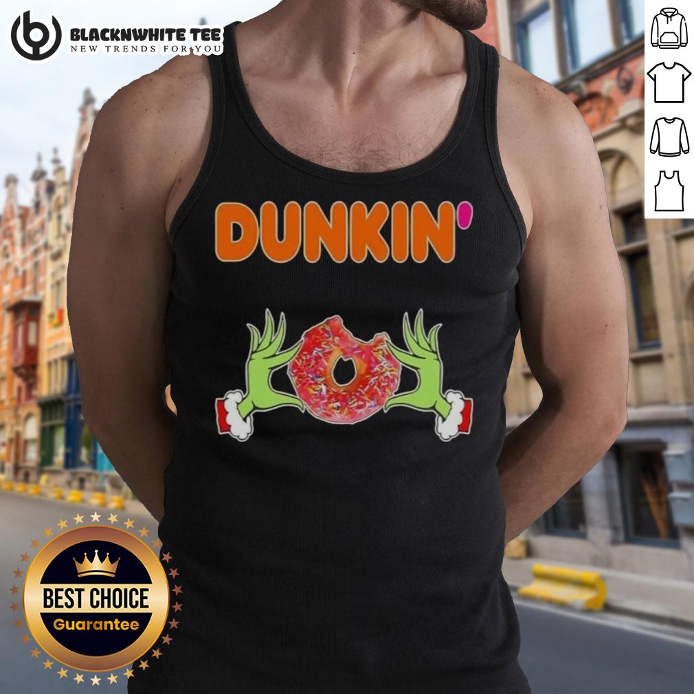 Happy Grinch Hands Love Dunkin Donut Merry Christmas T-Shirt - Image 4