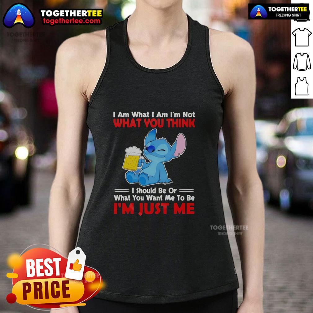 Nice Stitch Holding Beerr Mug I Am What I Am I'm Not What You Think I Should Be T-Shirt - Image 4