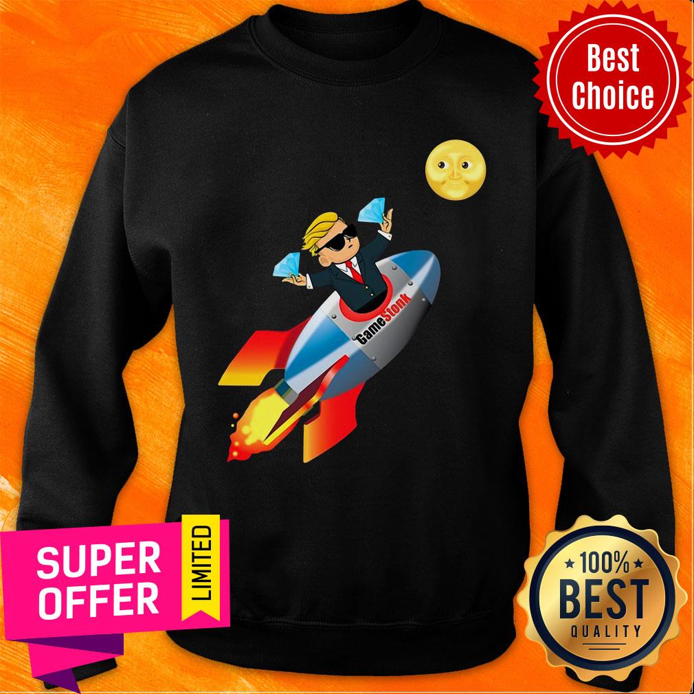 Gamestonk Wsb Rocket Ship To The Moon Gme Stock Shirt - Image 5