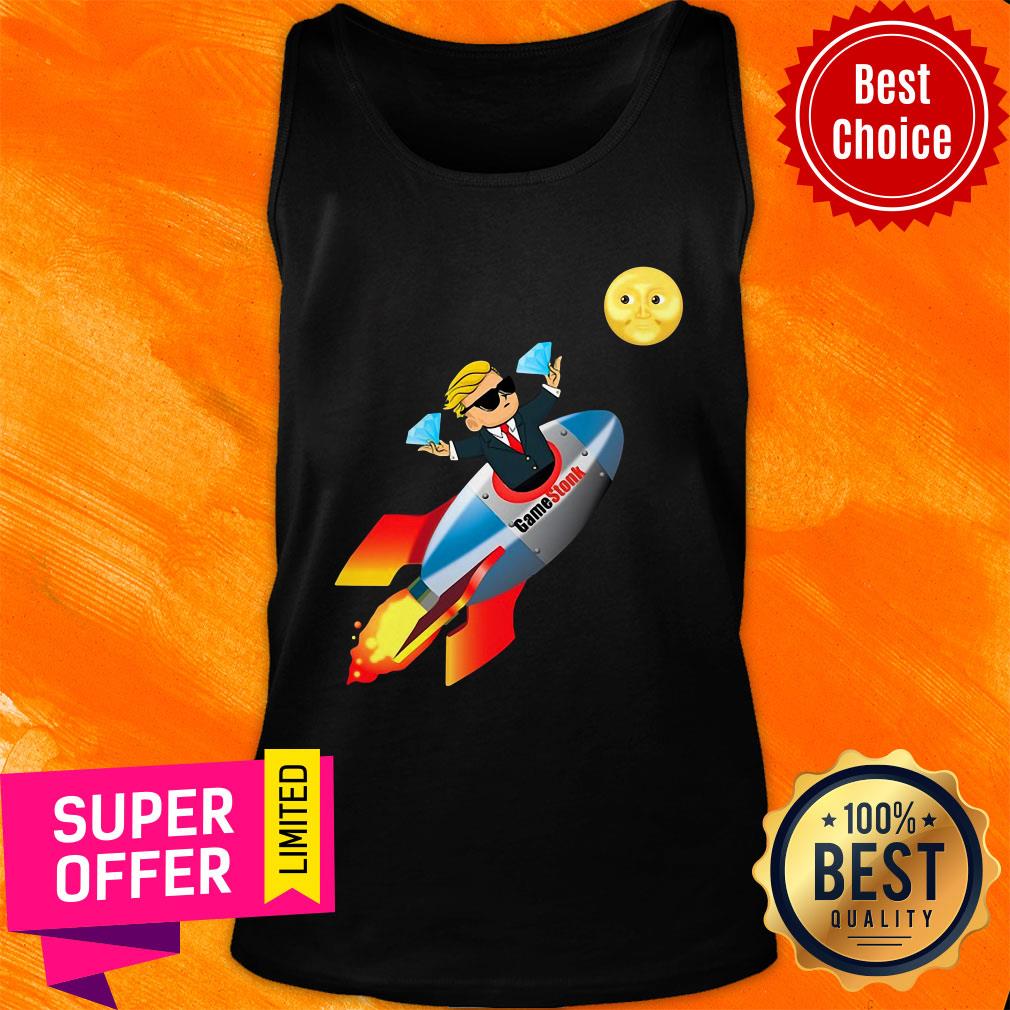 Gamestonk Wsb Rocket Ship To The Moon Gme Stock Shirt - Image 4