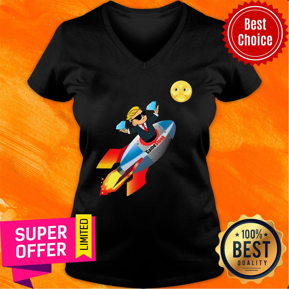 Gamestonk Wsb Rocket Ship To The Moon Gme Stock Shirt - Image 3