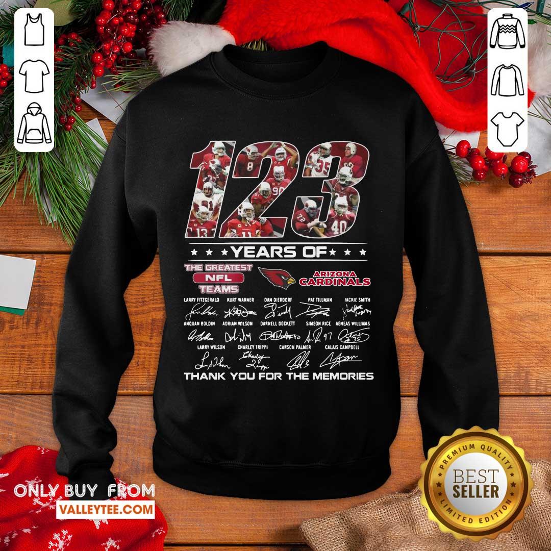 Great 123 Years Of The Nfl Teams Arizona Cardinals Signatures Thanks For The Memories Shirt - Image 5