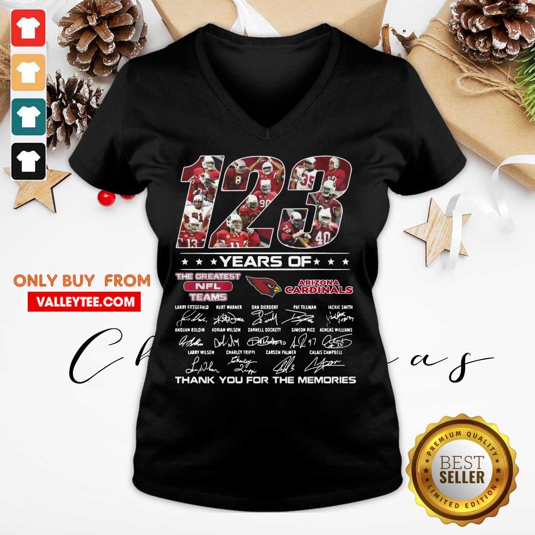 Great 123 Years Of The Nfl Teams Arizona Cardinals Signatures Thanks For The Memories Shirt - Image 3