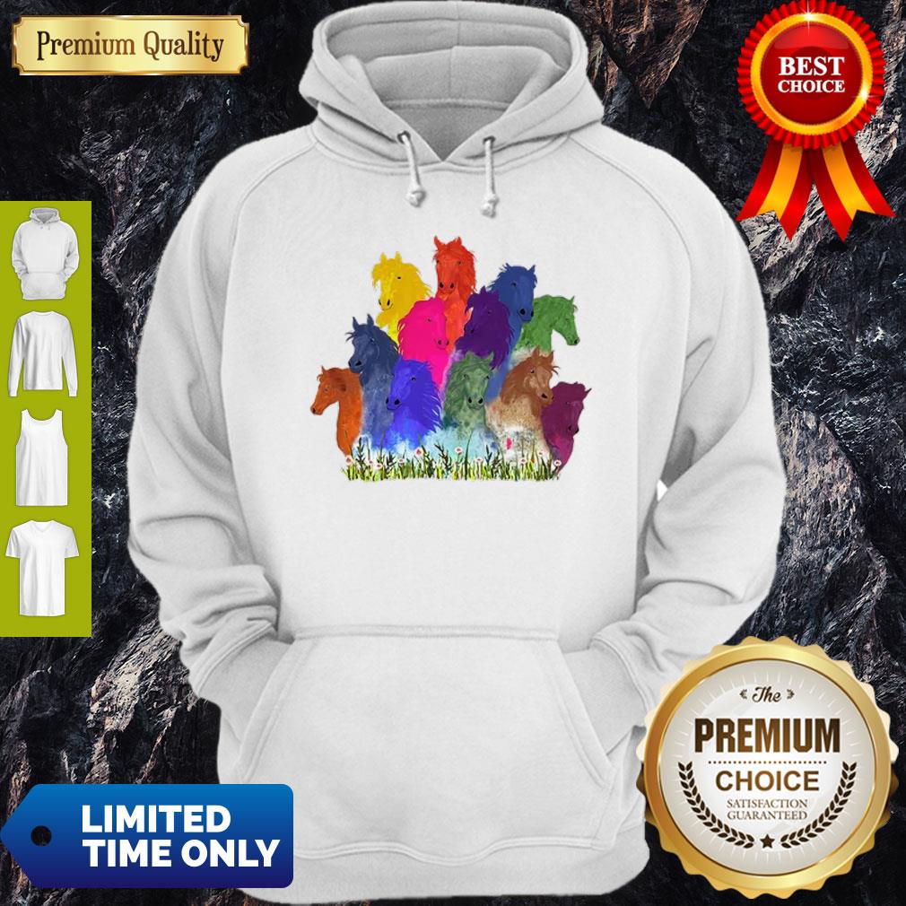 Colorful Horse Watercolor Flower Shirt - Image 2
