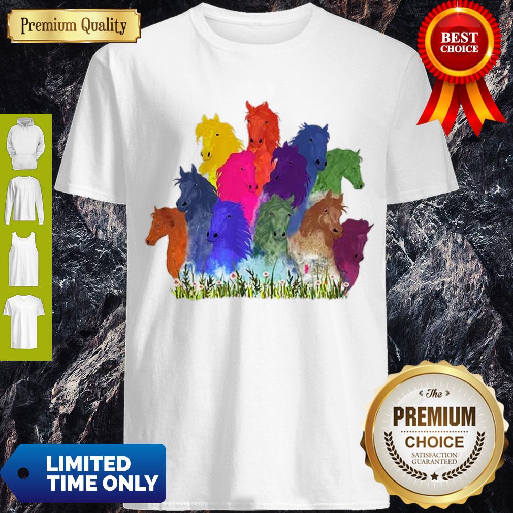 Colorful Horse Watercolor Flower Shirt