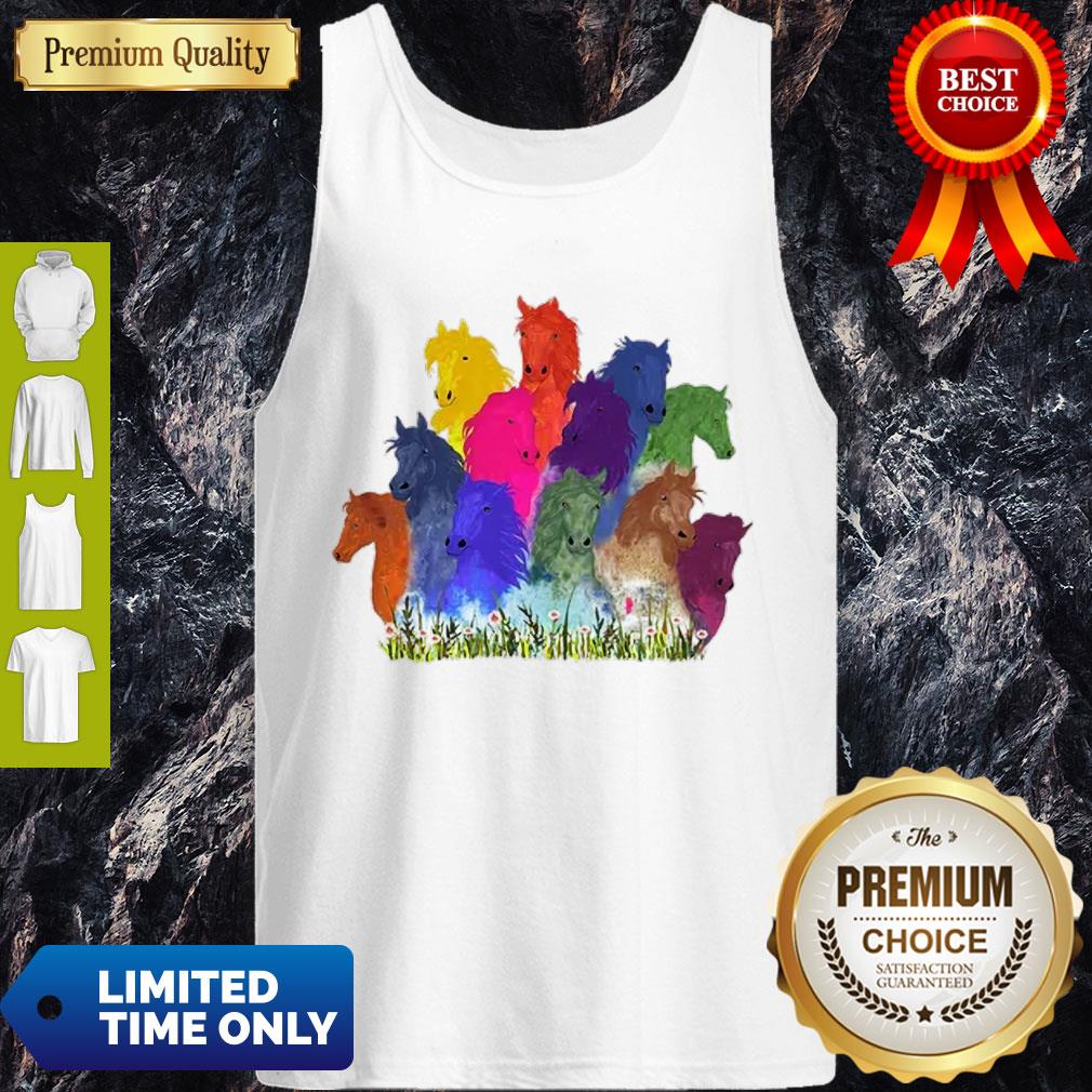 Colorful Horse Watercolor Flower Shirt - Image 4