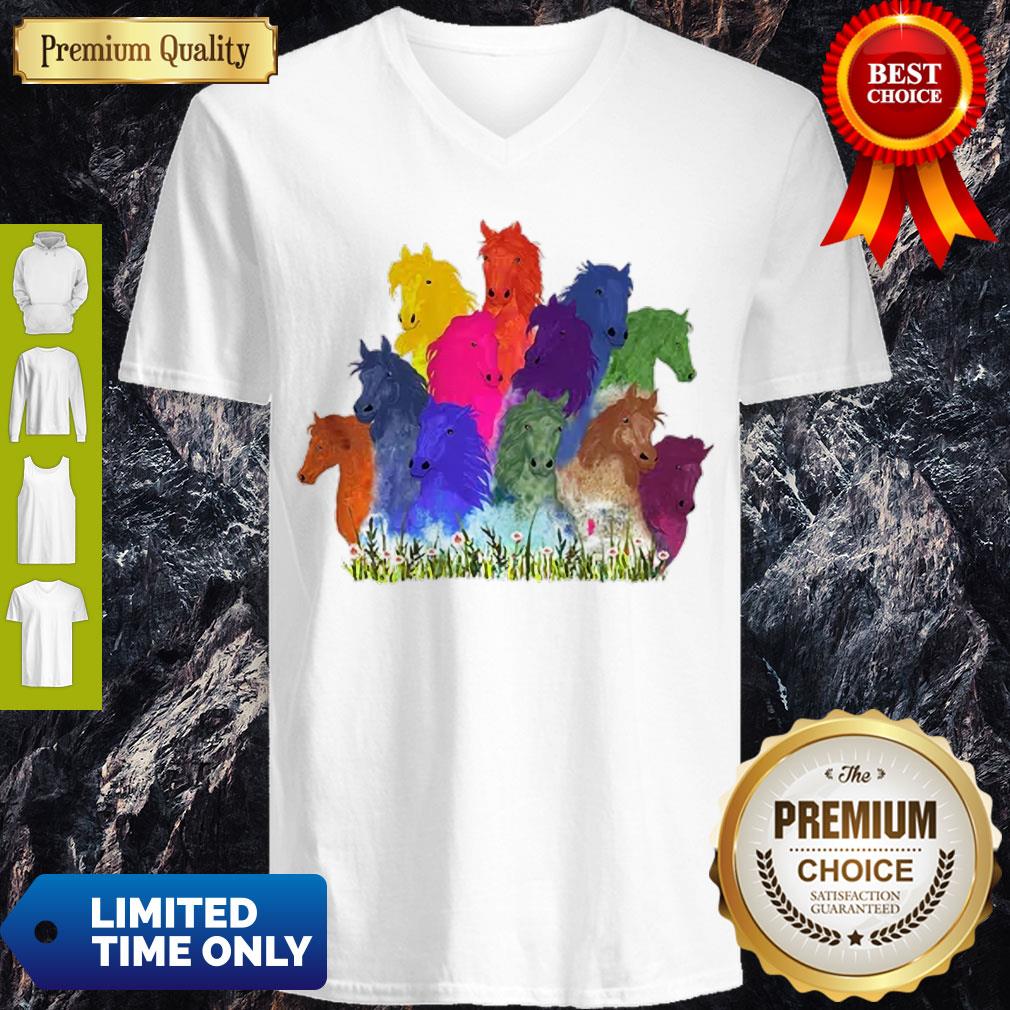 Colorful Horse Watercolor Flower Shirt - Image 5
