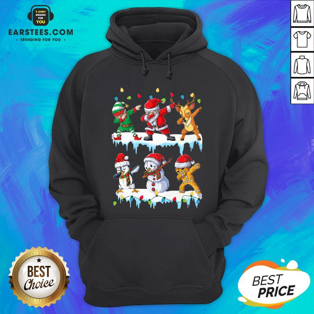 Pretty Santa Claus Gingerbread Elf Reindeer Snowman Penguin Dabbing Merry Christmas Shirt - Image 2