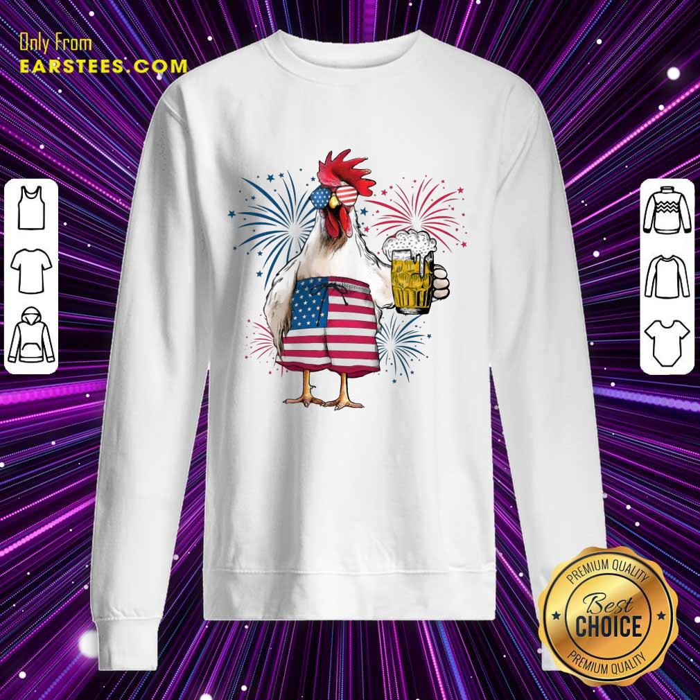Top Chicken Drink Beer Independence Day Shirt - Image 3