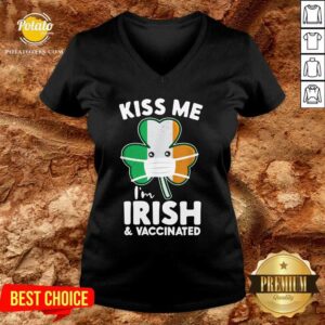 Alternative view of Funny Kiss Me I’m Irish And Vaccinated St. Face Mask Patrick’s Day Shirt