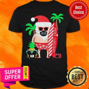Top Christmas Surfing Santa Face Mask Shirt