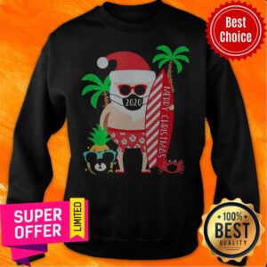 Alternative view of Top Christmas Surfing Santa Face Mask Shirt