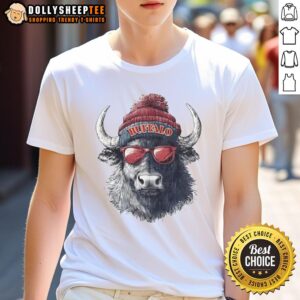 Premium Buffalo Bills Mascot Wearing A Beanie And Sunglasses T-Shirt