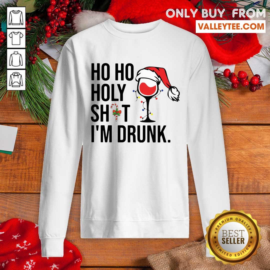 Funny Wine Hat Santa Ho Ho Holy Shit Im Drunk Shirt - Image 2