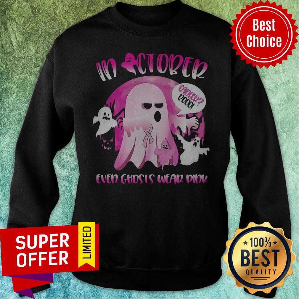 Nice In October We Wear Pink Ghost Boo Breast Cancer Shirt - Image 2