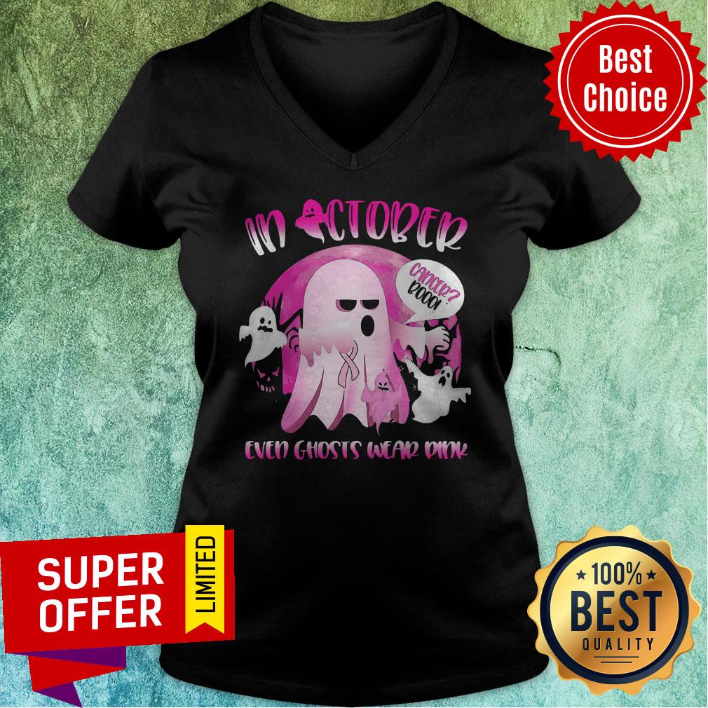 Nice In October We Wear Pink Ghost Boo Breast Cancer Shirt - Image 3