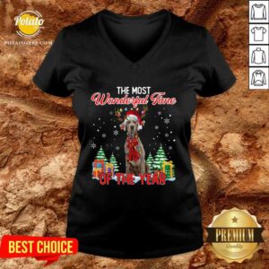 Alternative view of Awesome Weimaraner The Most Wonderful Time Of The Year Ugly Christmas Shirt