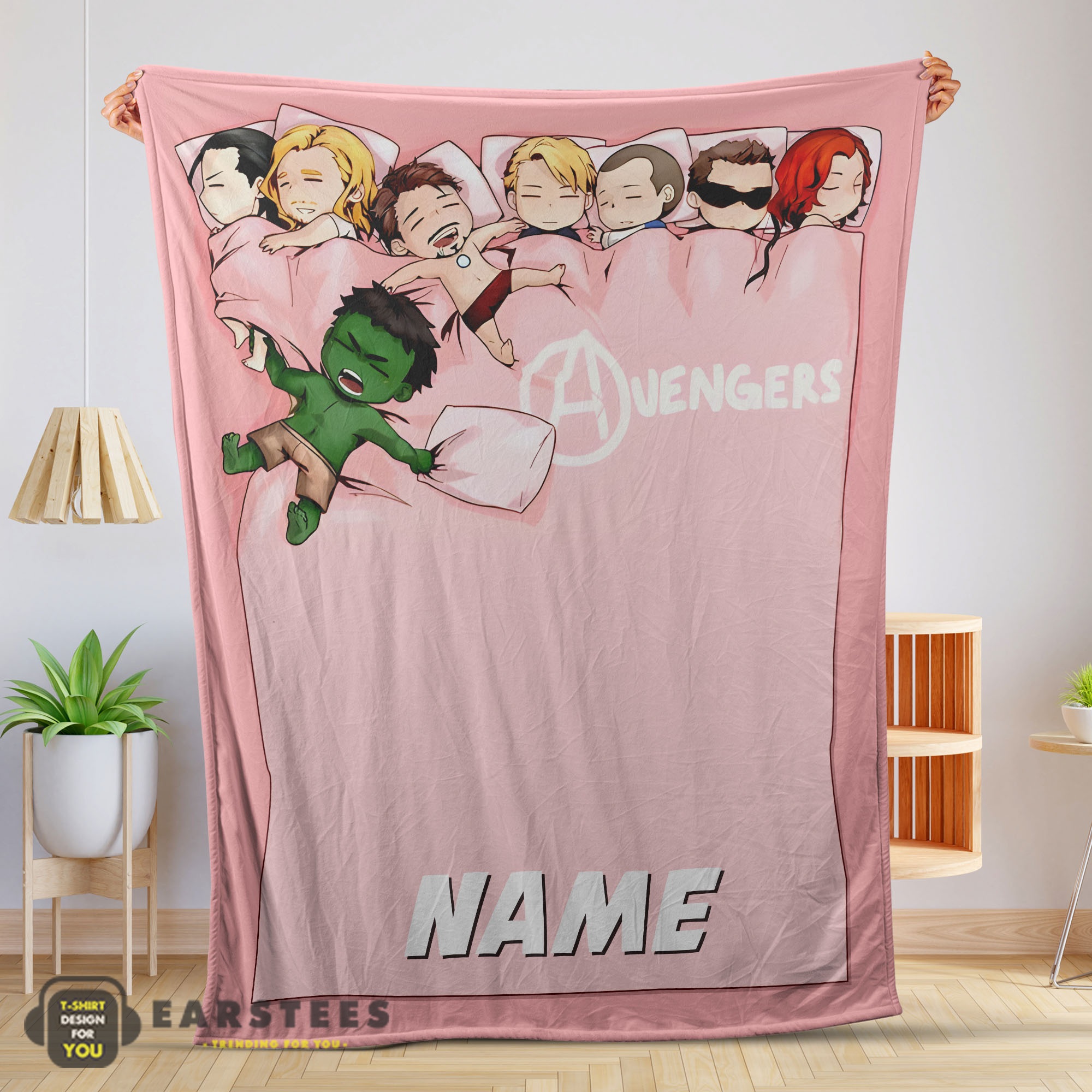 Good Marvel Avengers Assemble Avengers Chibi Character Sleeping Blanket Fleece Customized Blanket