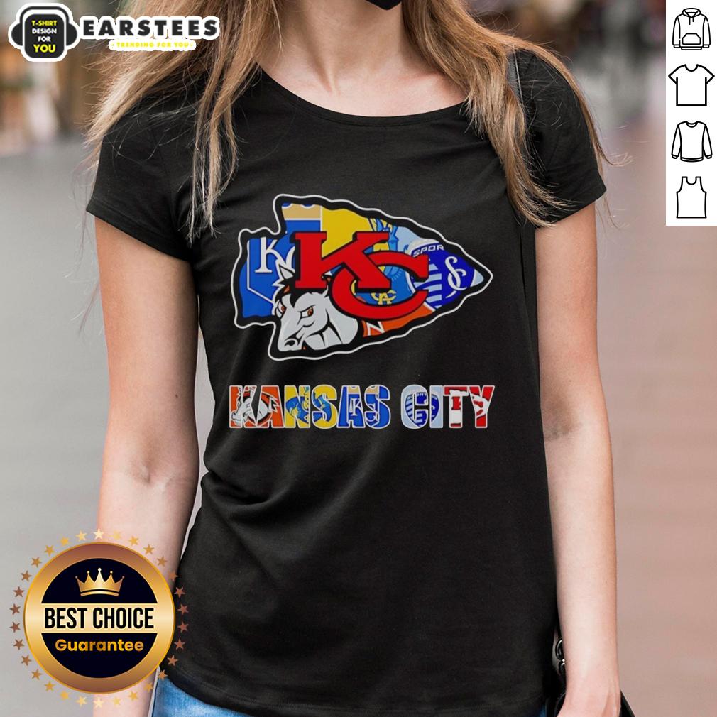 Original Kansas City Chiefs Kansas City Royals Sporting Kansas City Logo Mashup T-Shirt - Image 3