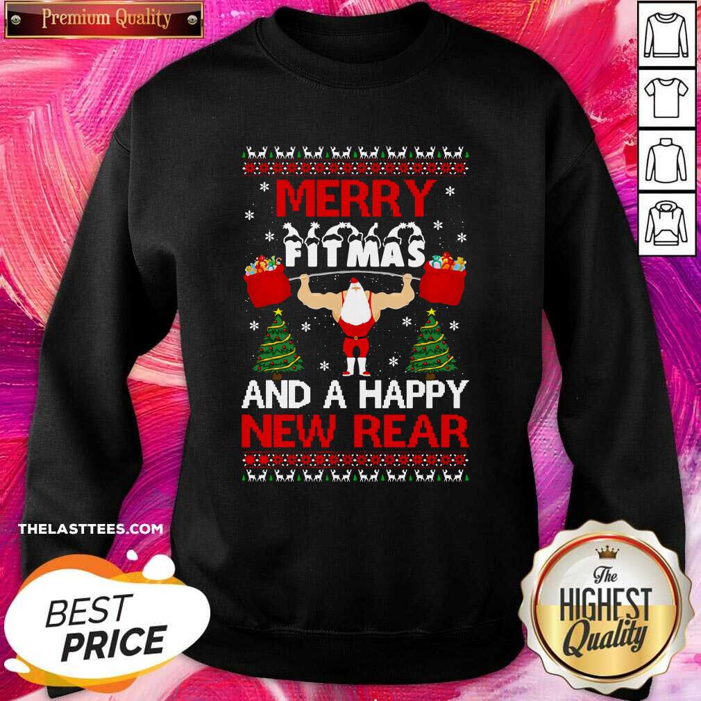 Good Merry Fitmas And A Happy New Rear Gym Xmas Ugly Shirt - Image 4