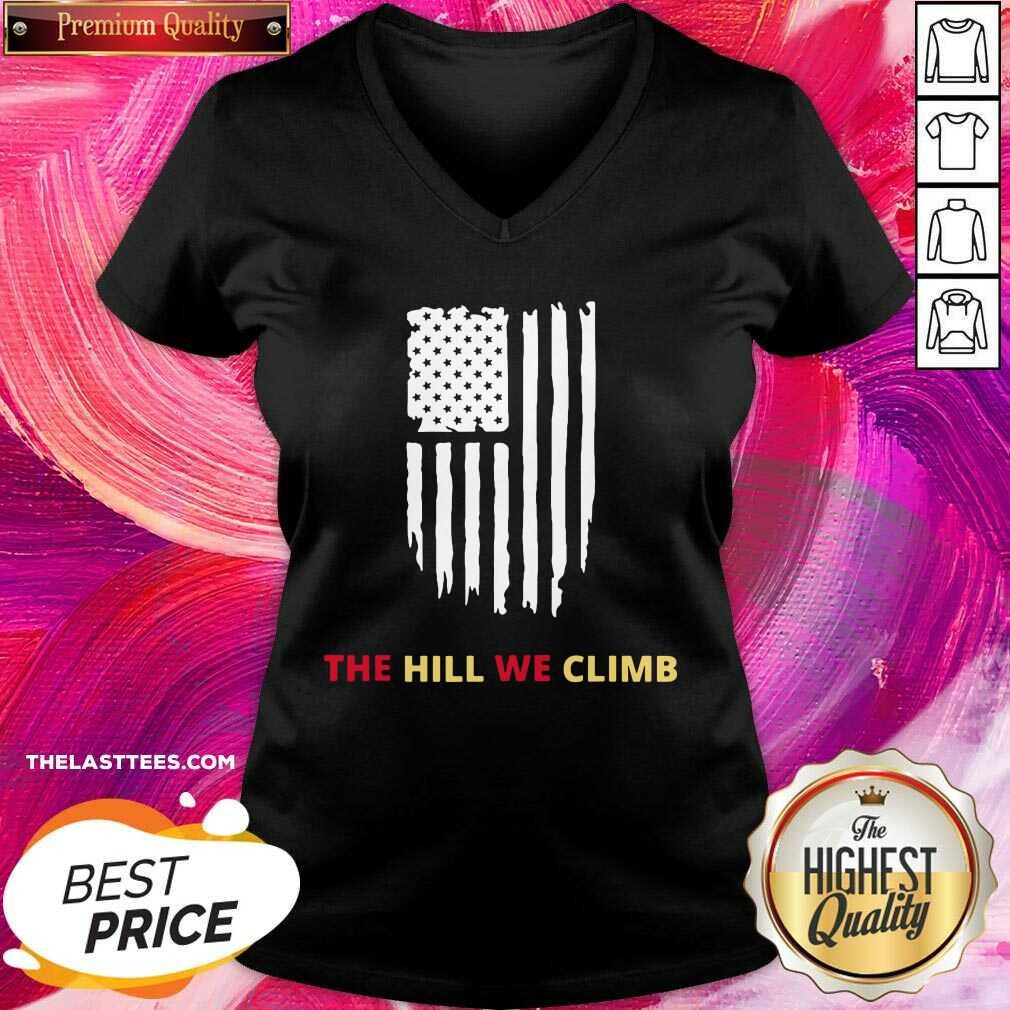 Official Hill We Climb Distressed American Flag Shirt - Image 3