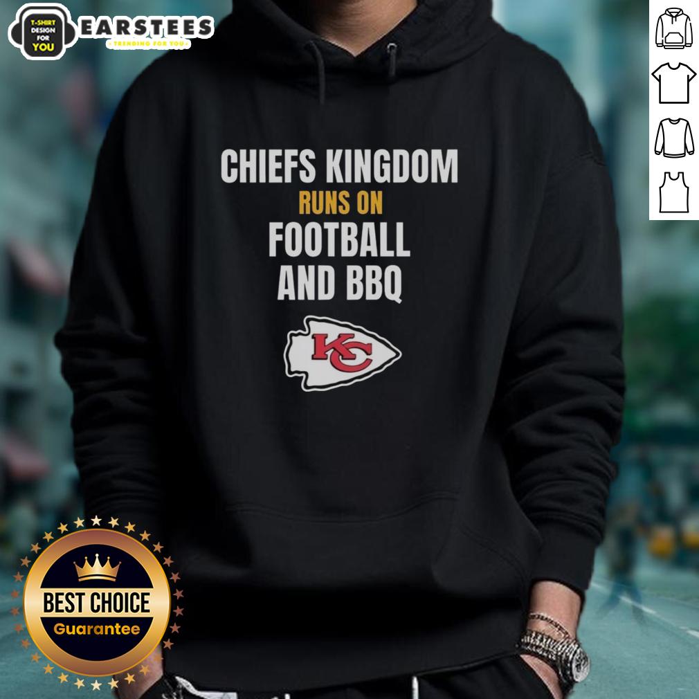 Awesome Kansas City Chiefs Kingdom Runs On Football And Bbq T-Shirt - Image 2