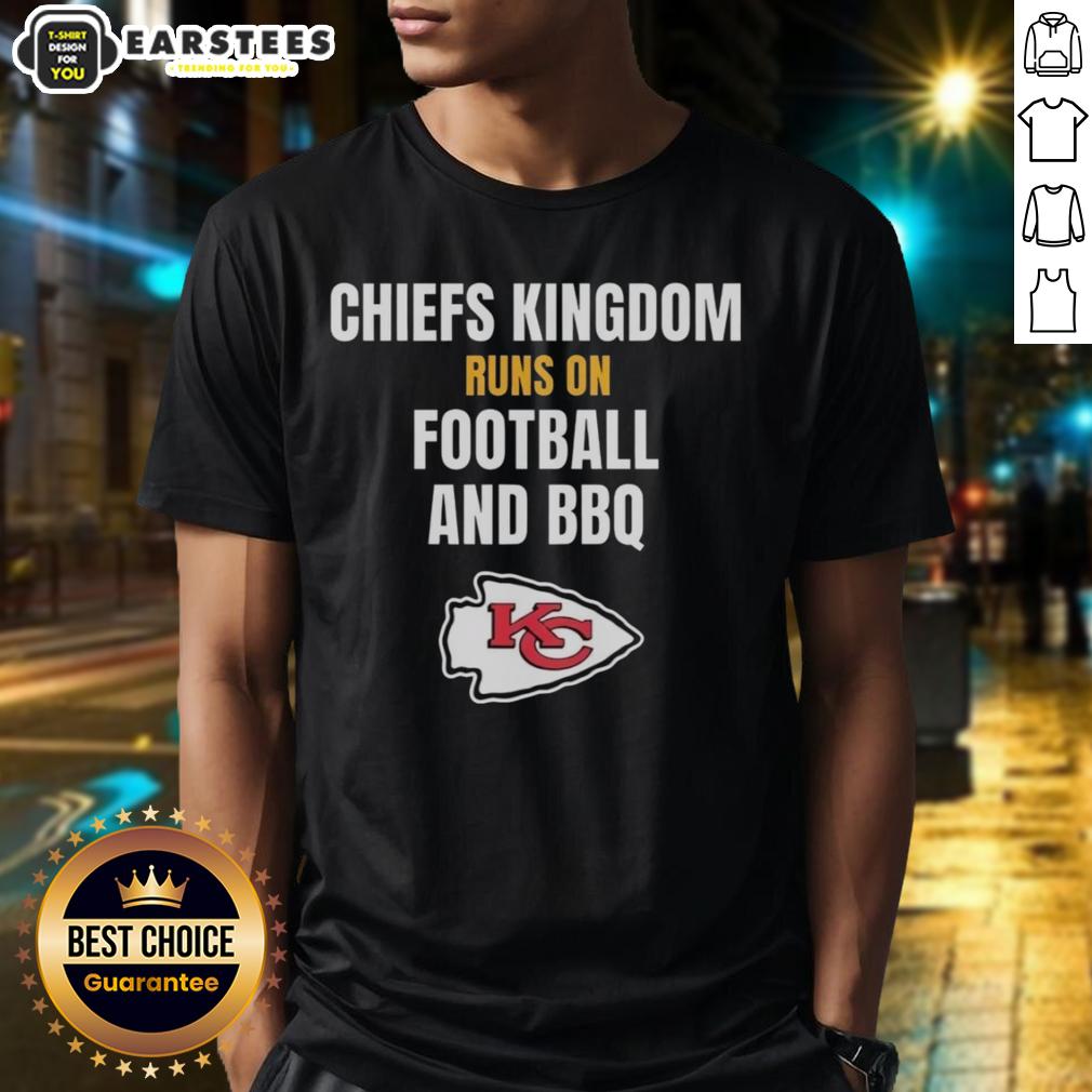 Awesome Kansas City Chiefs Kingdom Runs On Football And Bbq T-Shirt