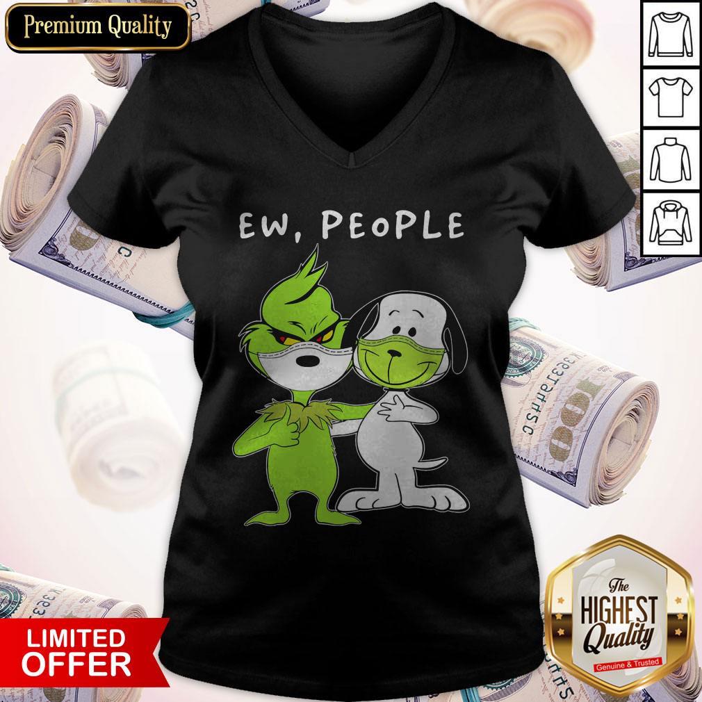 Snoopy And Grinch Face Mask Ew People Shirt - Image 2