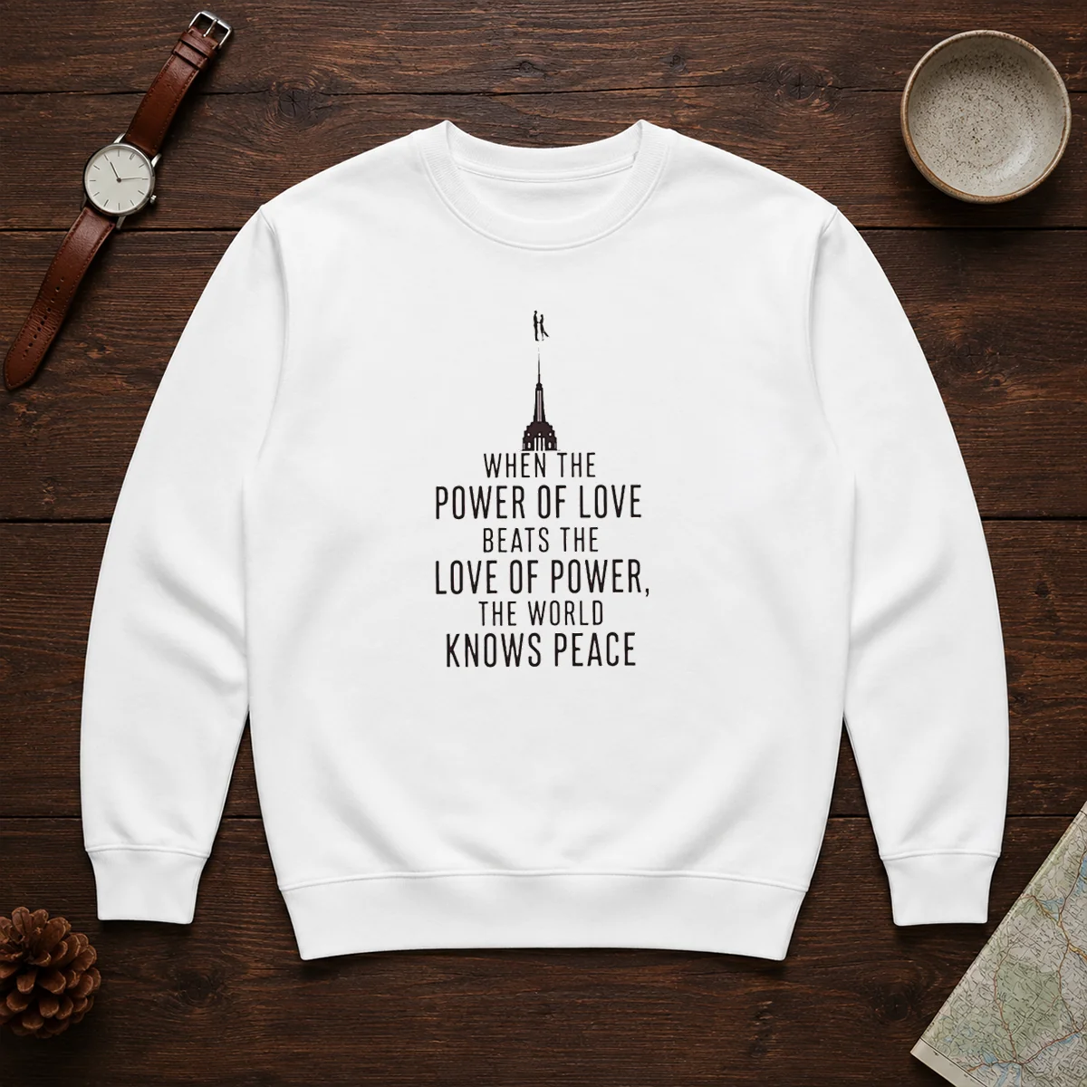 Funny When The Power Of Love Beats The Love Of Power The World Knows Peace NYC Skyline Shirt - Image 5