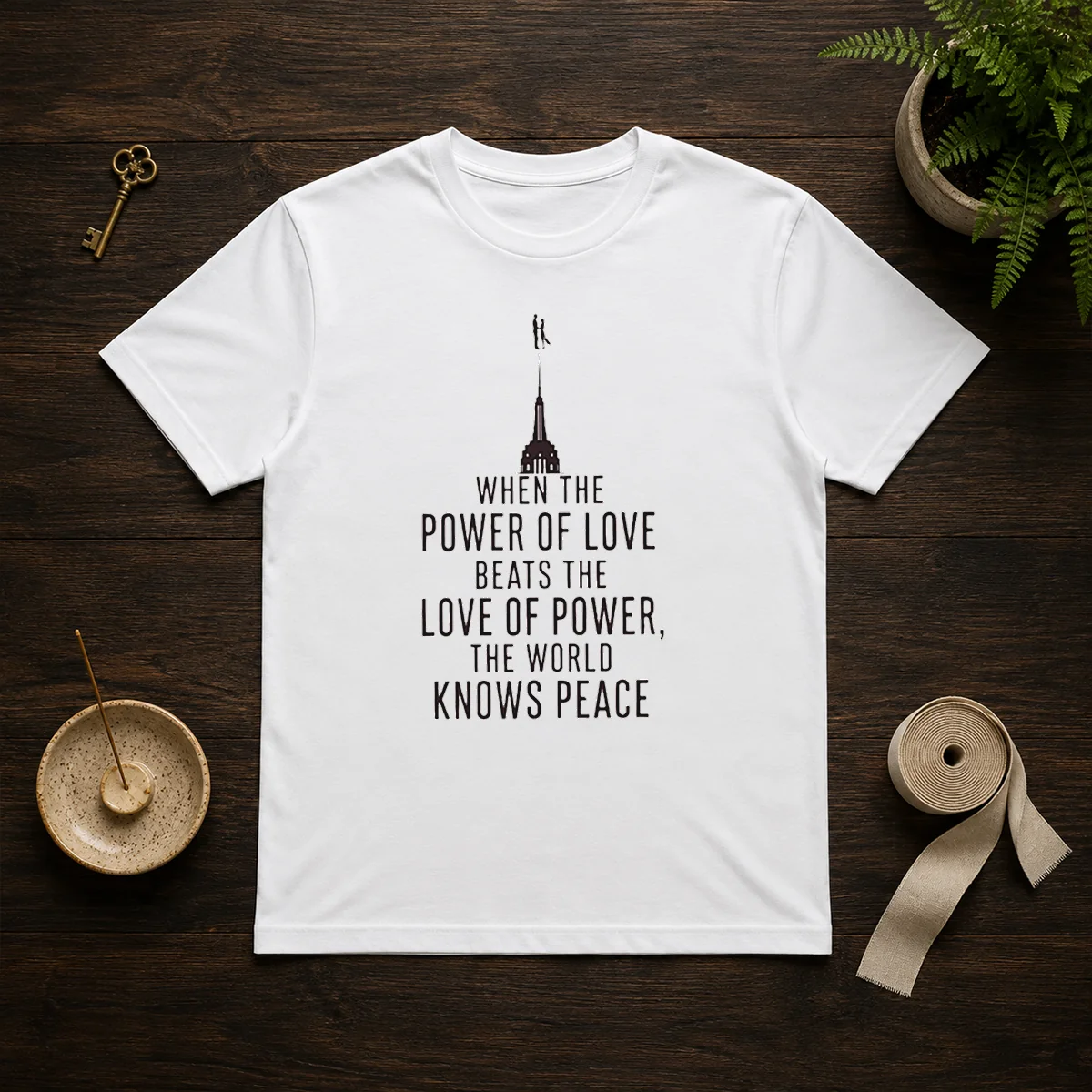 Funny When The Power Of Love Beats The Love Of Power The World Knows Peace NYC Skyline Shirt
