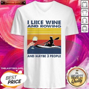 Alternative view of Love I Like Wine And Rowing And Maybe 3 People Vintage Retro Shirt