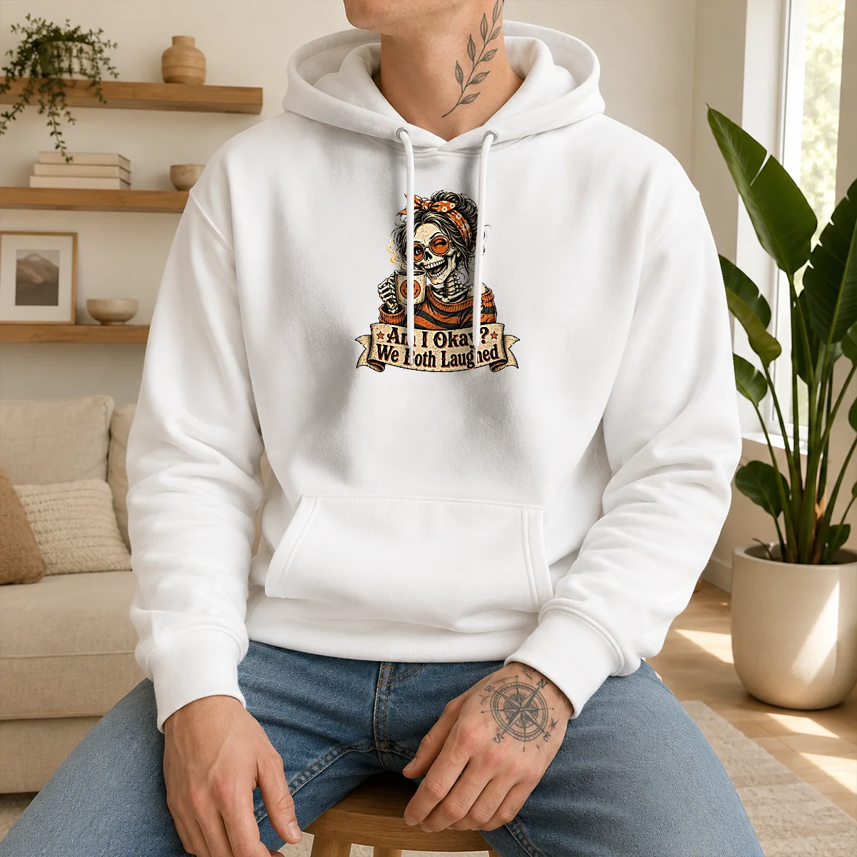 Top Vintage Funny Halloween Skeleton Girl Coffee Shirt