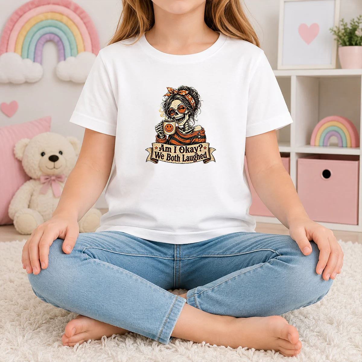 Top Vintage Funny Halloween Skeleton Girl Coffee Shirt - Image 6