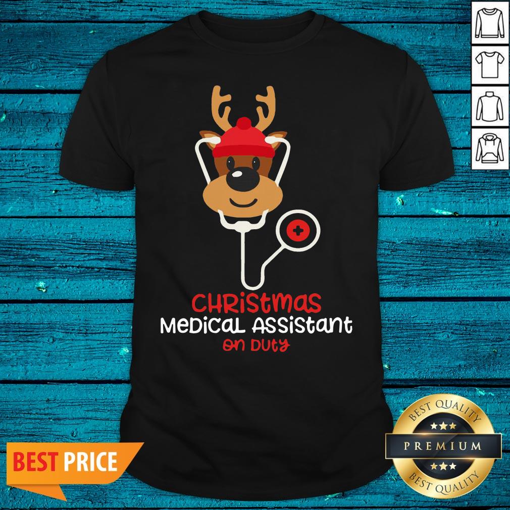 Attractive Christmas Medical Assistant On Duty Reindeer Nurse Funny Shirt