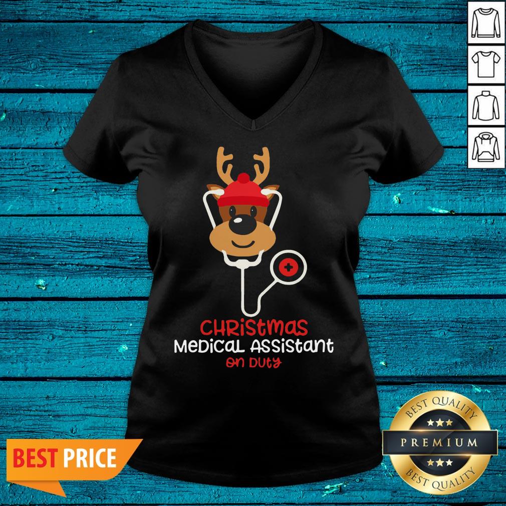 Attractive Christmas Medical Assistant On Duty Reindeer Nurse Funny Shirt - Image 4