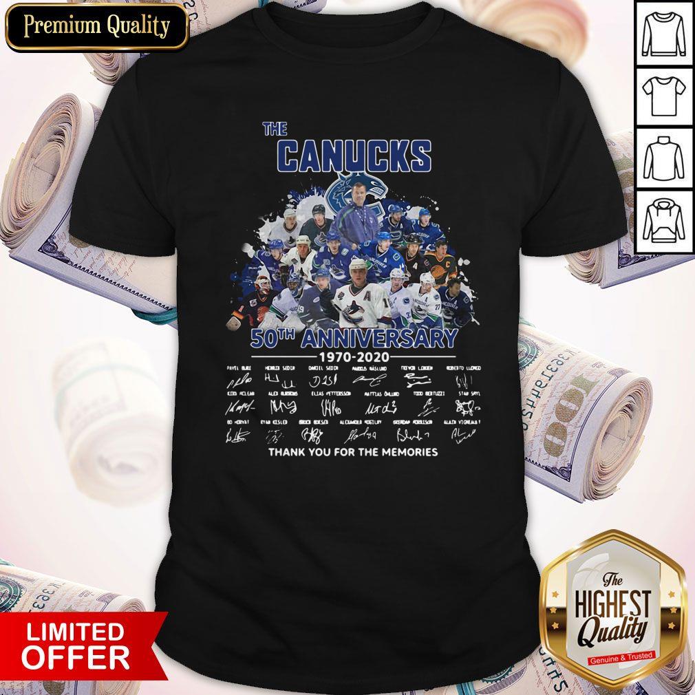 Funny The Canucks 52th Anniversary 1970 2020 Thank You For The Memories Signatures Shirt