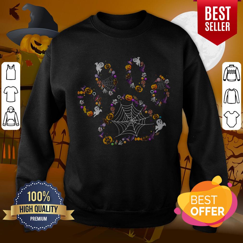 Cool Halloween Dog Paw Print Pet Dog Lovers Halloween Costume Shirt - Image 4