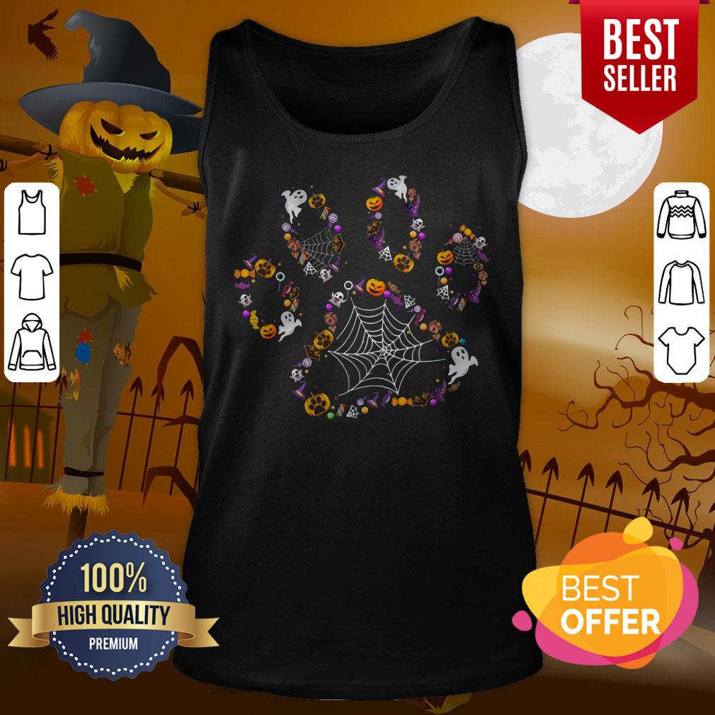 Cool Halloween Dog Paw Print Pet Dog Lovers Halloween Costume Shirt - Image 3