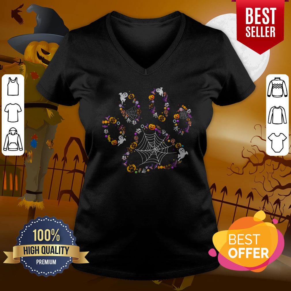 Cool Halloween Dog Paw Print Pet Dog Lovers Halloween Costume Shirt - Image 2