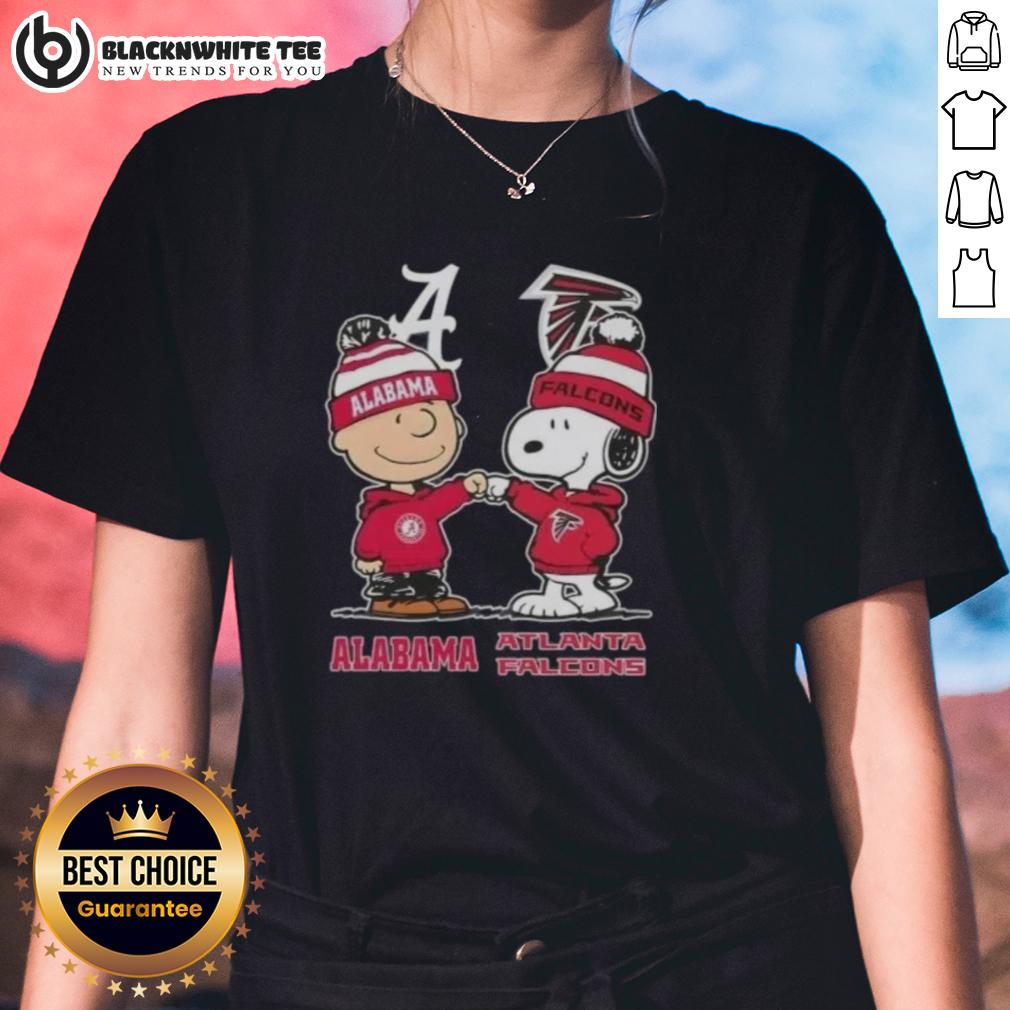 Good Snoopy And Charlie Brown Alabama Crimson Tide X Atlanta Falcons T-Shirt - Image 3