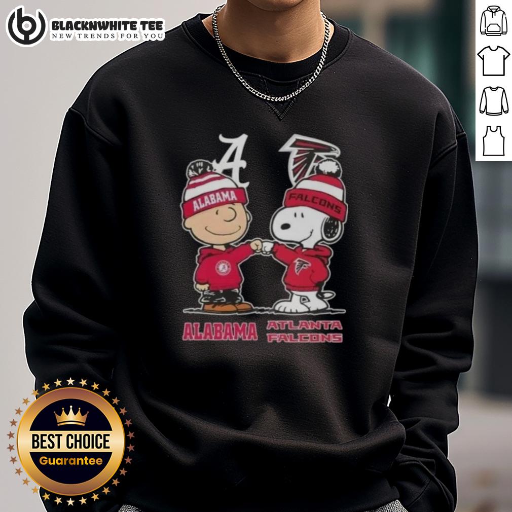Good Snoopy And Charlie Brown Alabama Crimson Tide X Atlanta Falcons T-Shirt - Image 5
