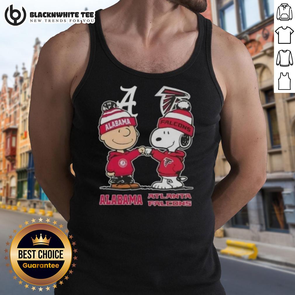 Good Snoopy And Charlie Brown Alabama Crimson Tide X Atlanta Falcons T-Shirt - Image 4