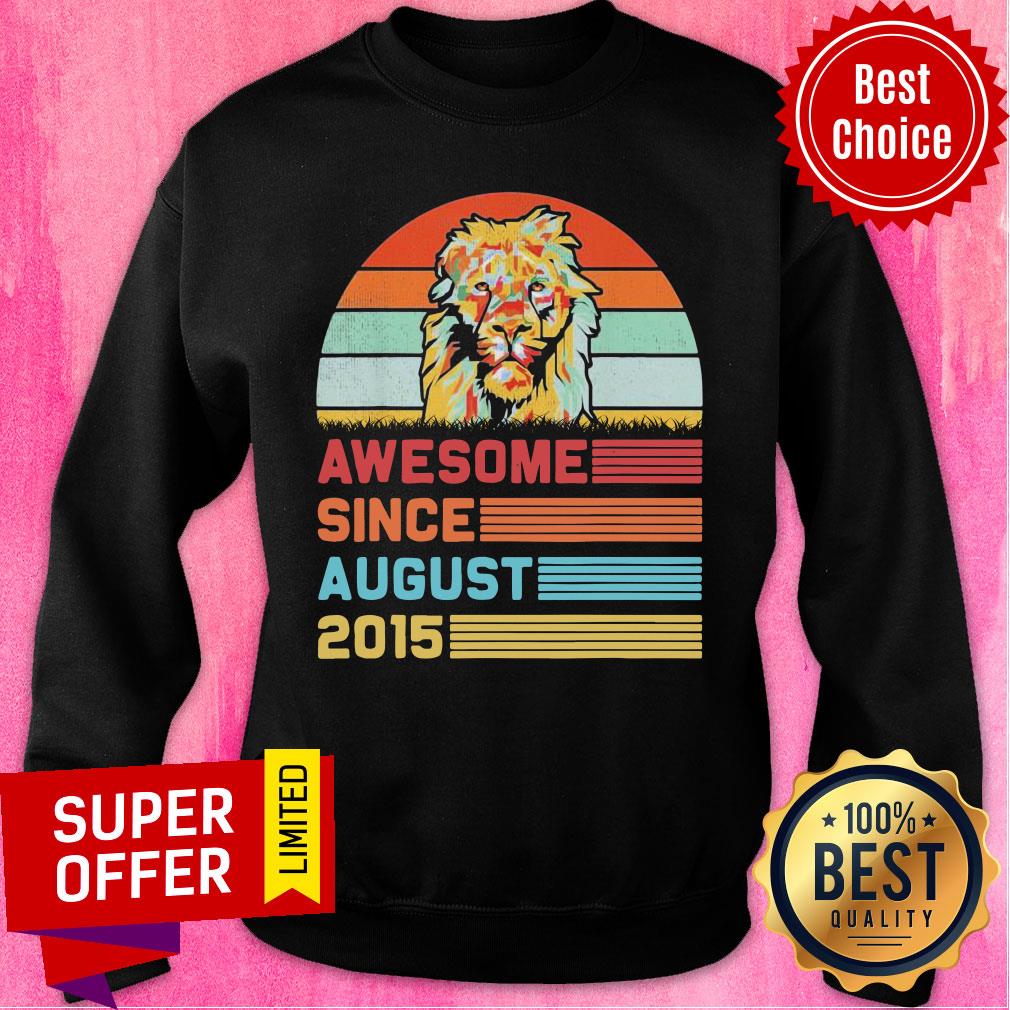 Lion Awesome Since August 2015 6th Birthday Vintage Shirt - Image 4