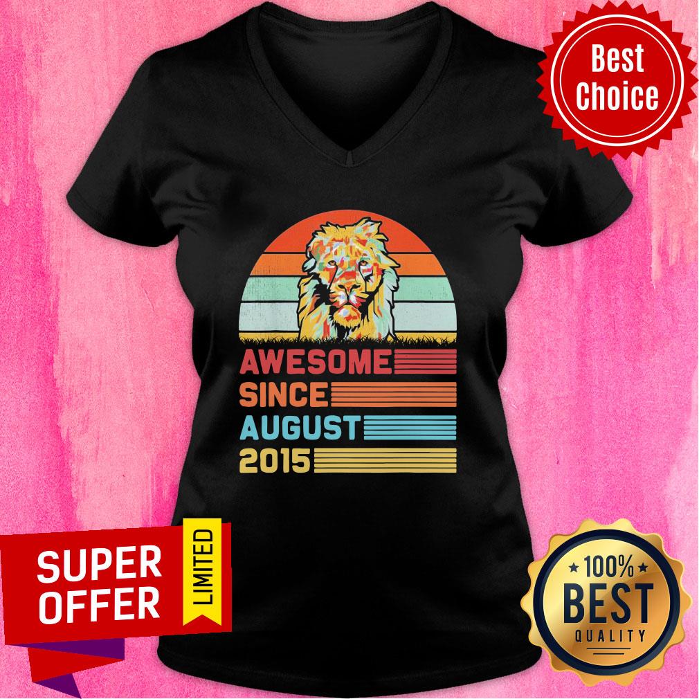 Lion Awesome Since August 2015 6th Birthday Vintage Shirt - Image 2